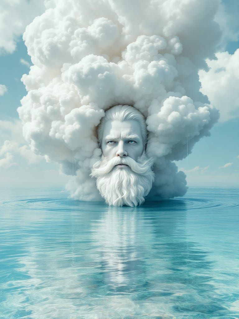 Surreal Ocean God Emerges from the Mist