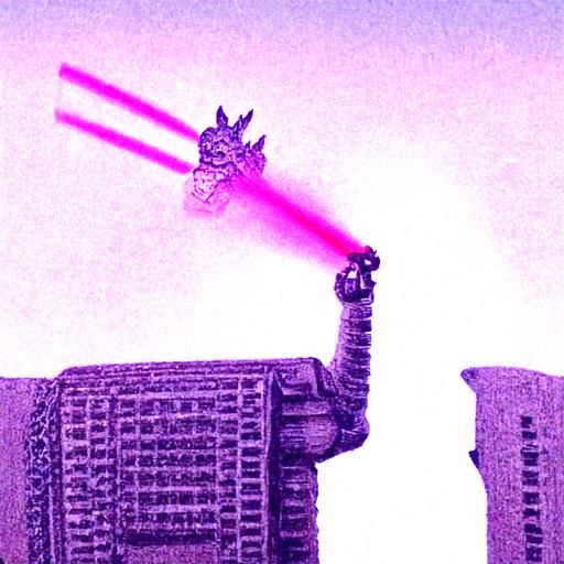 Steampunk Robot Godzilla in Space Laser Battle