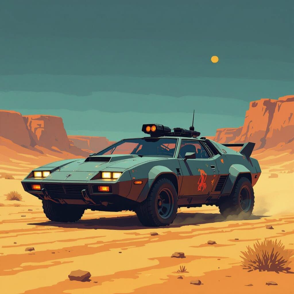 Retro Pixel Art Mad Max Interceptor Car
