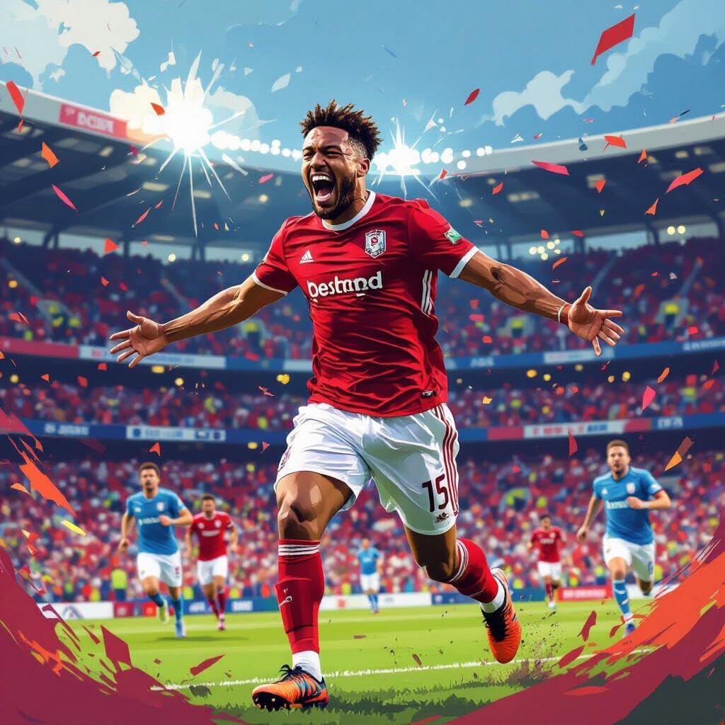 Alex Oxlade-Chamberlain Celebrates in Portsmouth FC Jersey