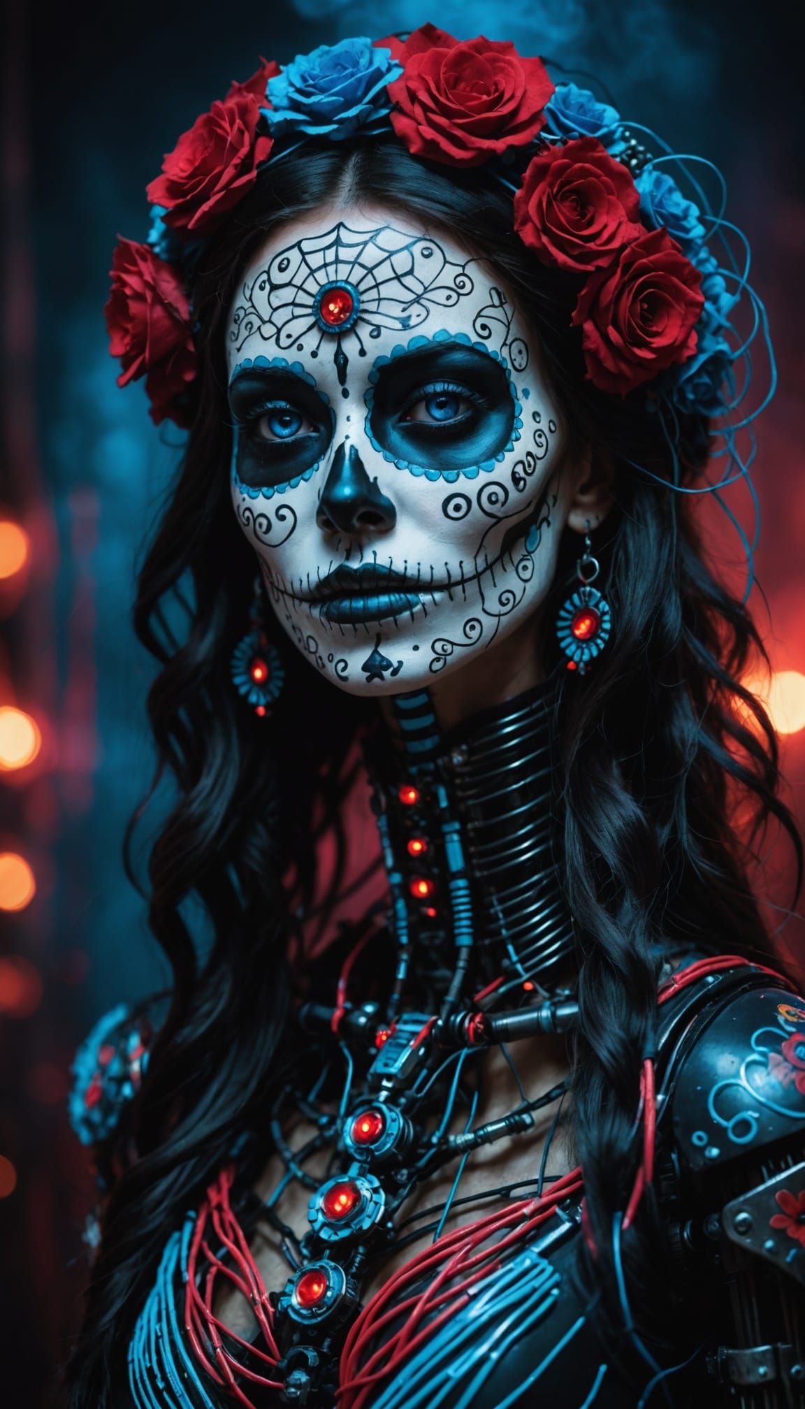 Portrait of a robotic La Catrina