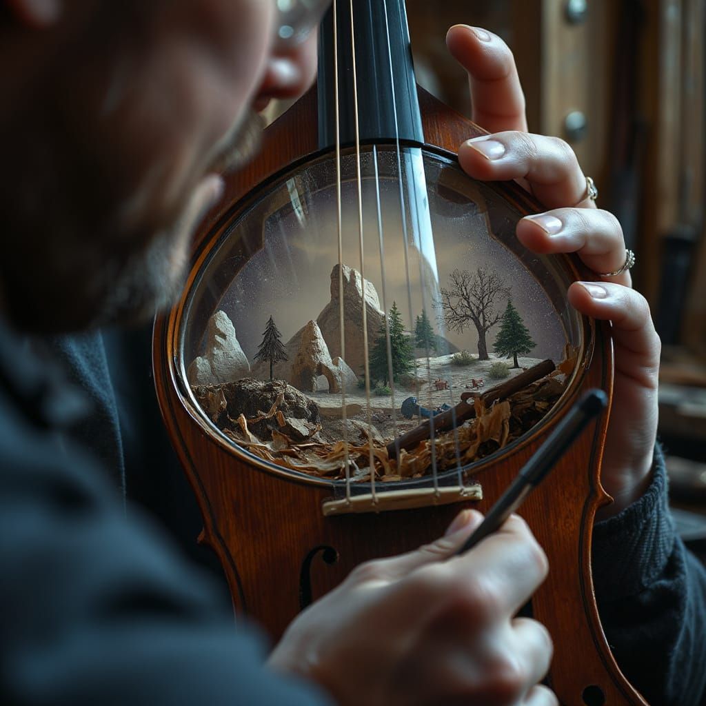 Luthier Crafts Miniature World Inside Violin