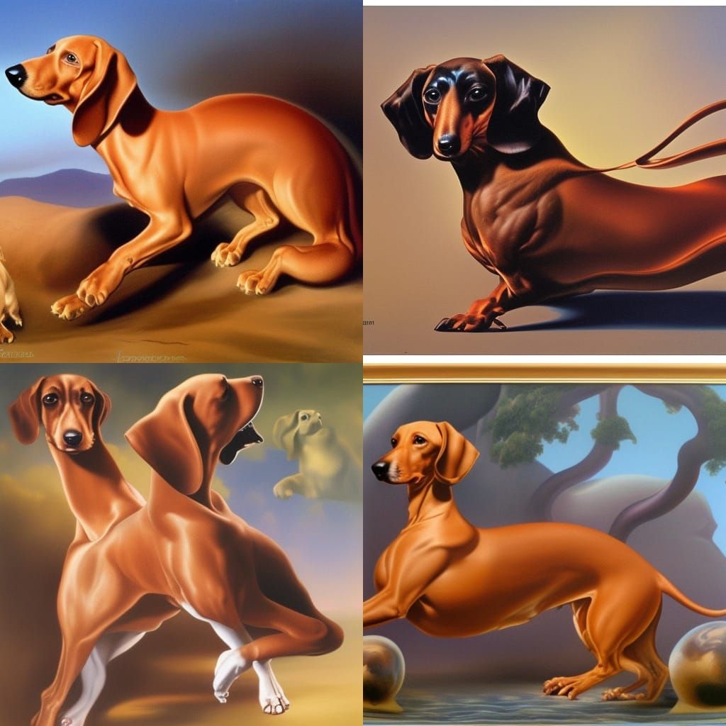 Dachshunds in a Boris Vallejo Fantasy Art Style