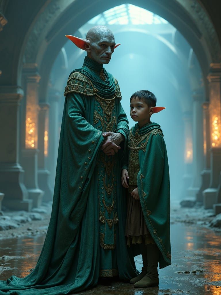 Andorian-Ferengi-Orion Hybrid Family in Ethereal, Mystical S...