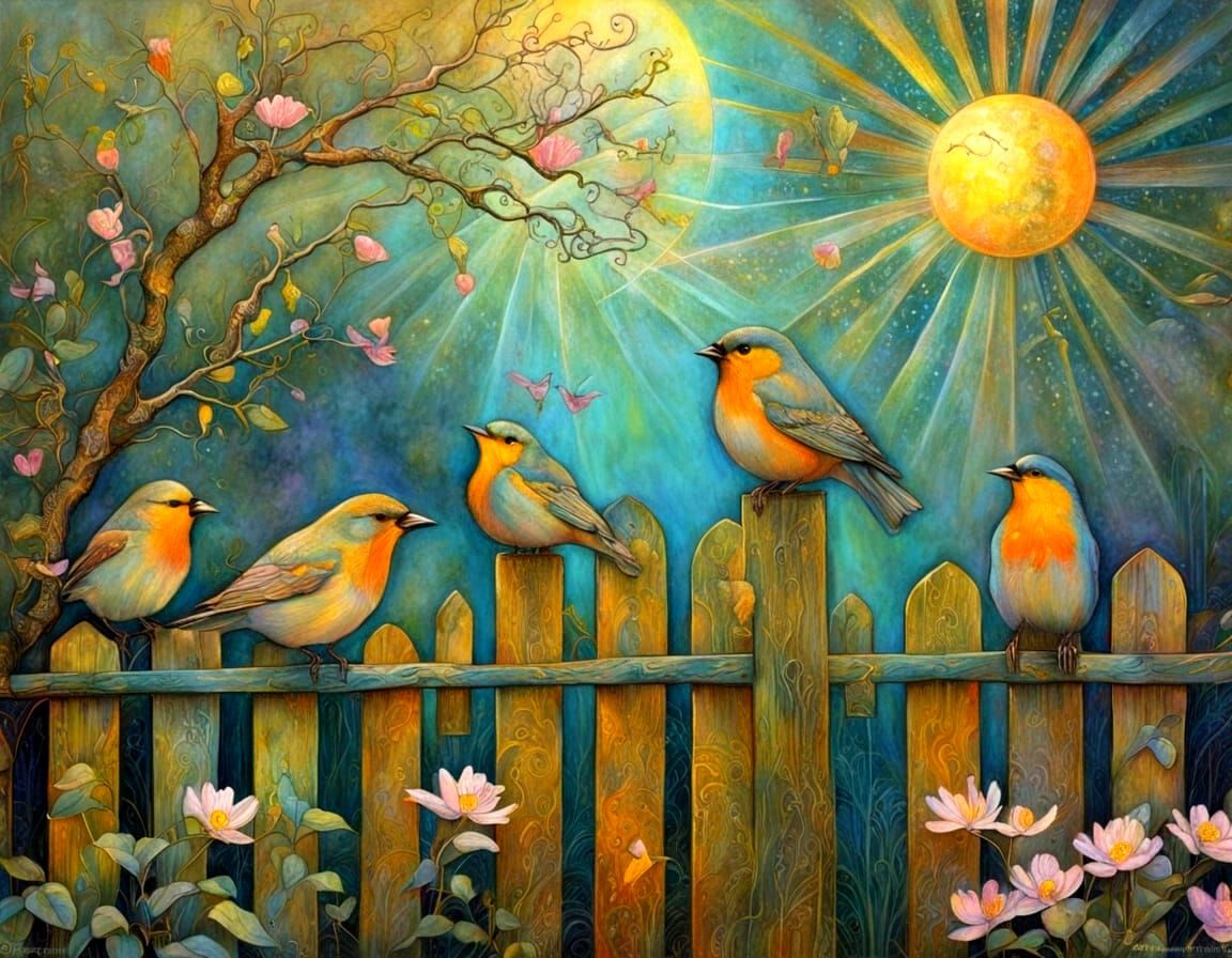 Spring Equinox Birds in Fantasycore Patina Style