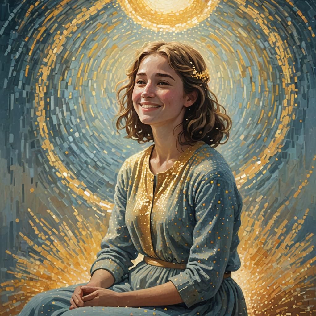 Person with Golden Halo in Impressionist Style