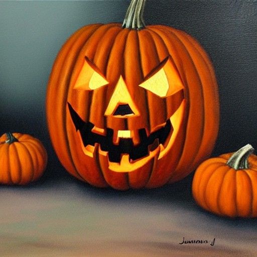Halloween Pumpkin in Oil Painting Style