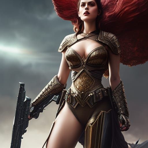 Redhead Future Soldier in Bikini Armor