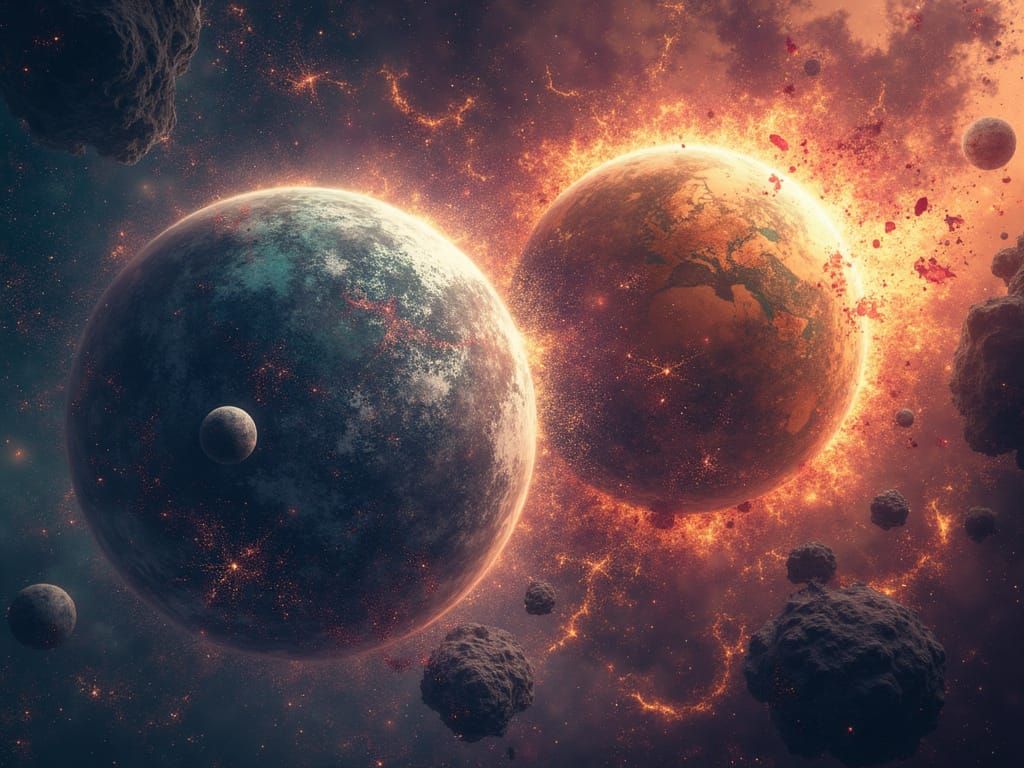 Planetary Collision in Holographic Style