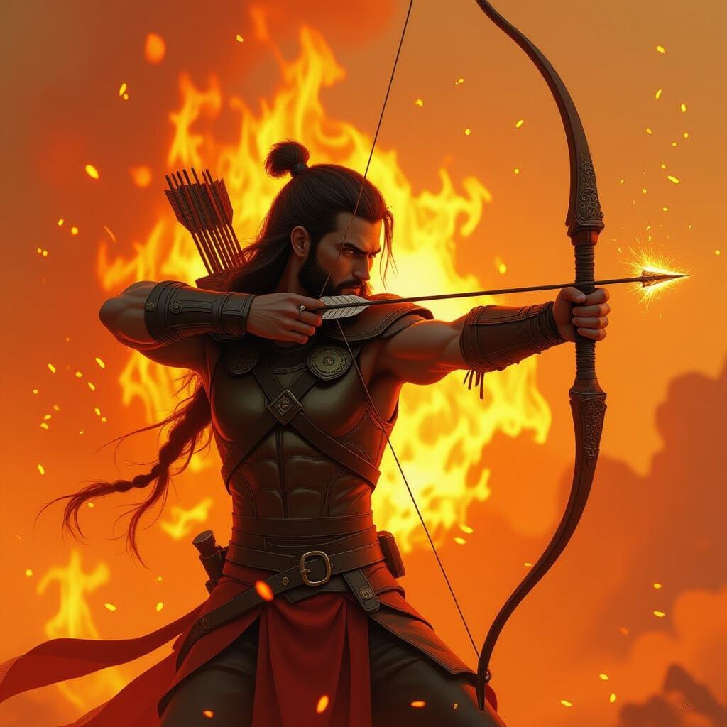 Fiery Sagittarius Archer in Photorealistic Style