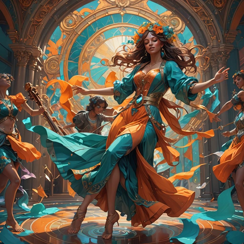 Harmonious Dance: Hyperdetailed Art Nouveau Concept