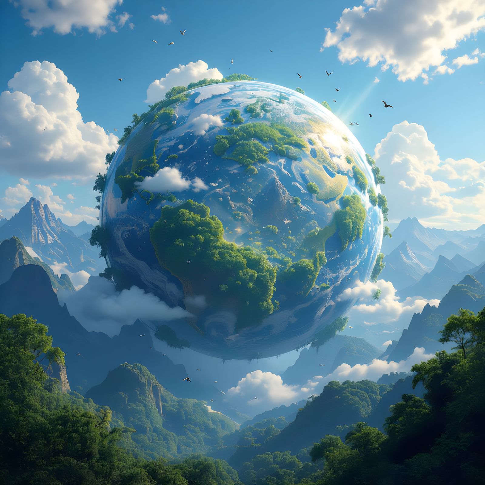 Epic Earth Biosphere from Space with God Rays