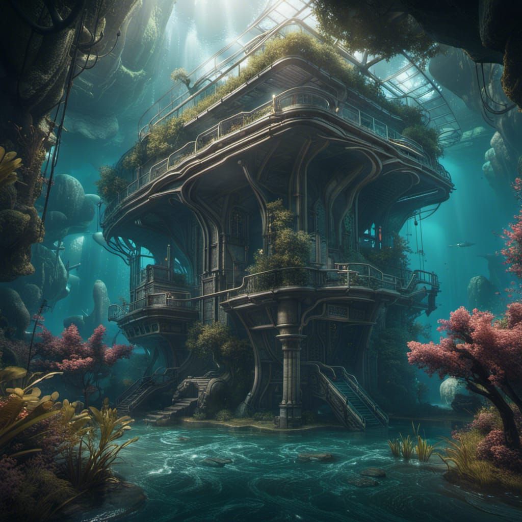 Underwater Station Built on a Giant Plant