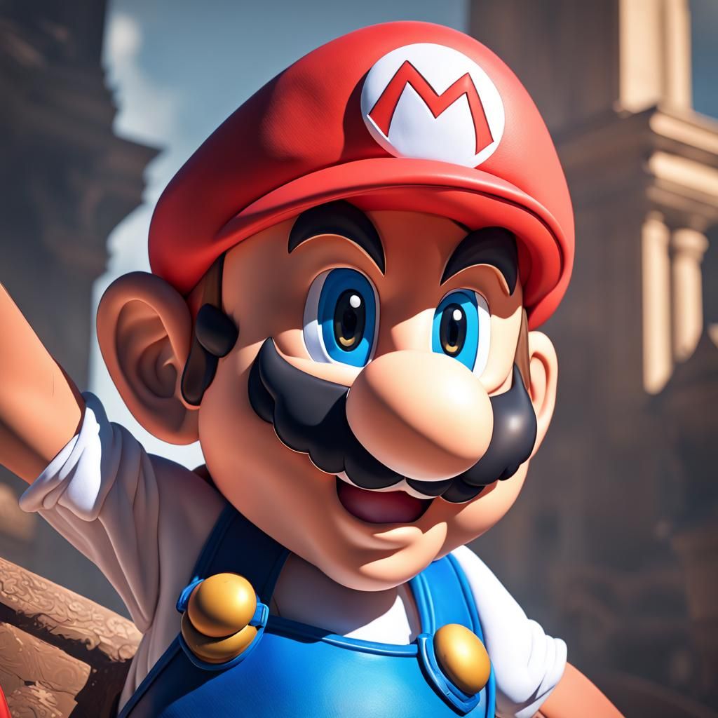 Hyperdetailed Super Mario Portrait, Trending Artstation Art
