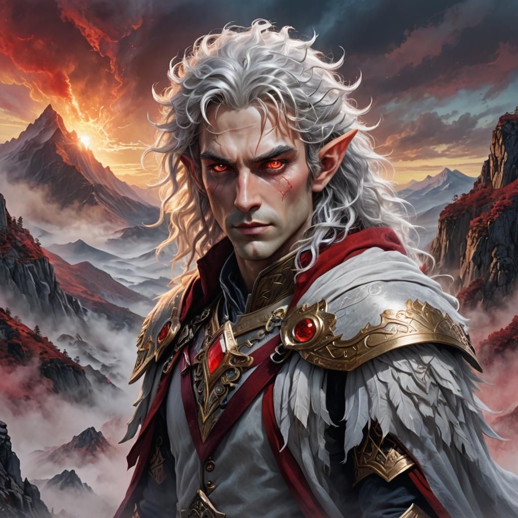 High Elf on Misty Mountain in Digital Art