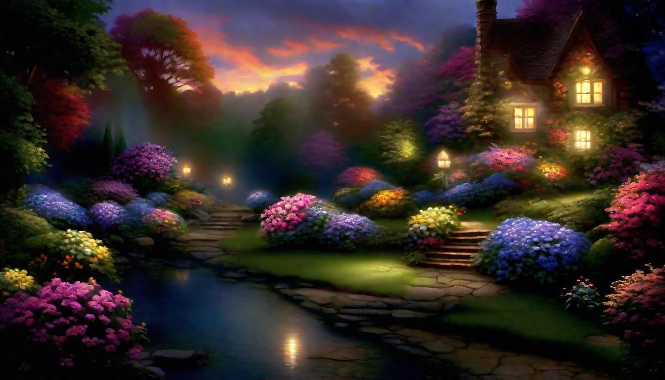 Radiant Garden Scene in Ethereal Style