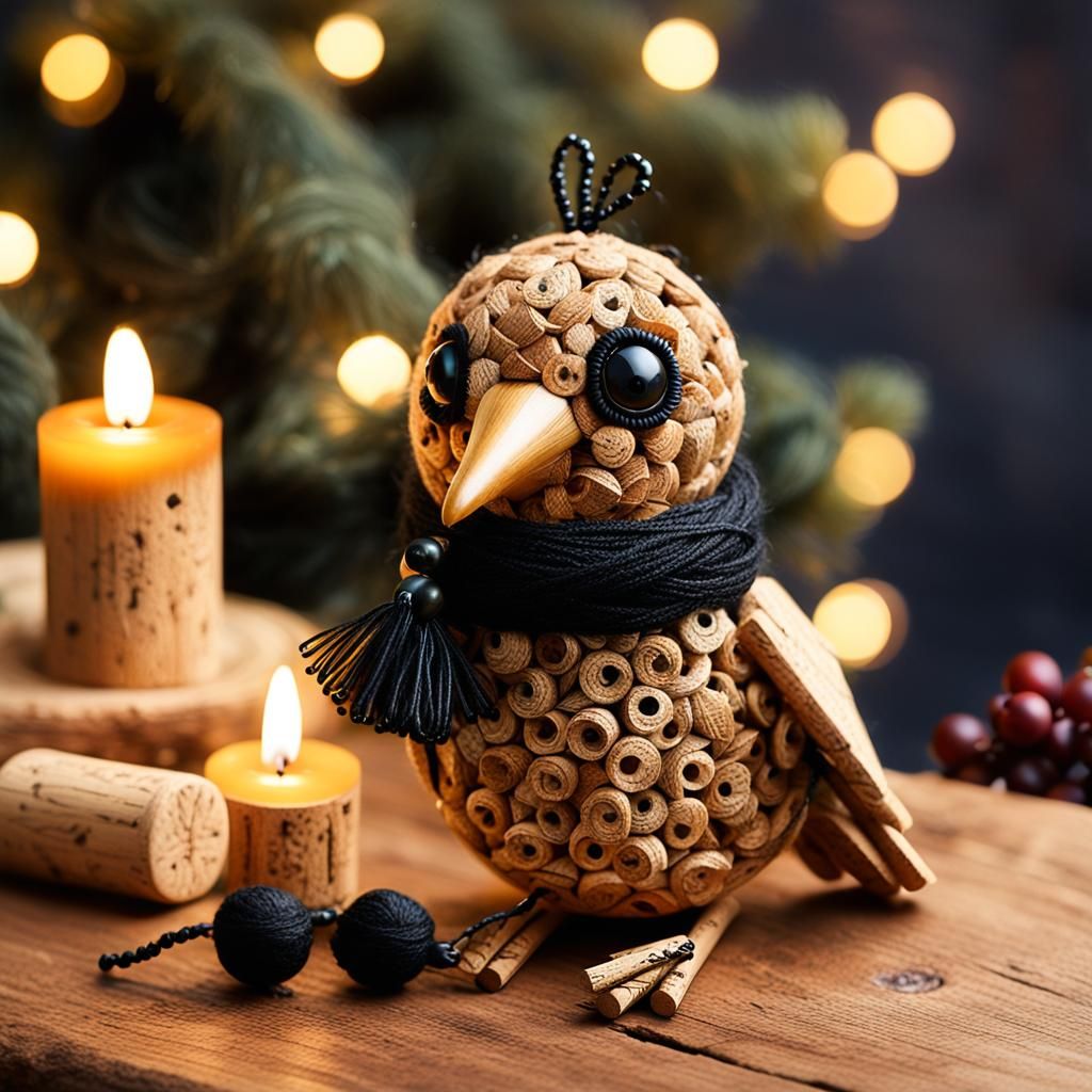 Whimsical Bird Ornament in Earthy Tones