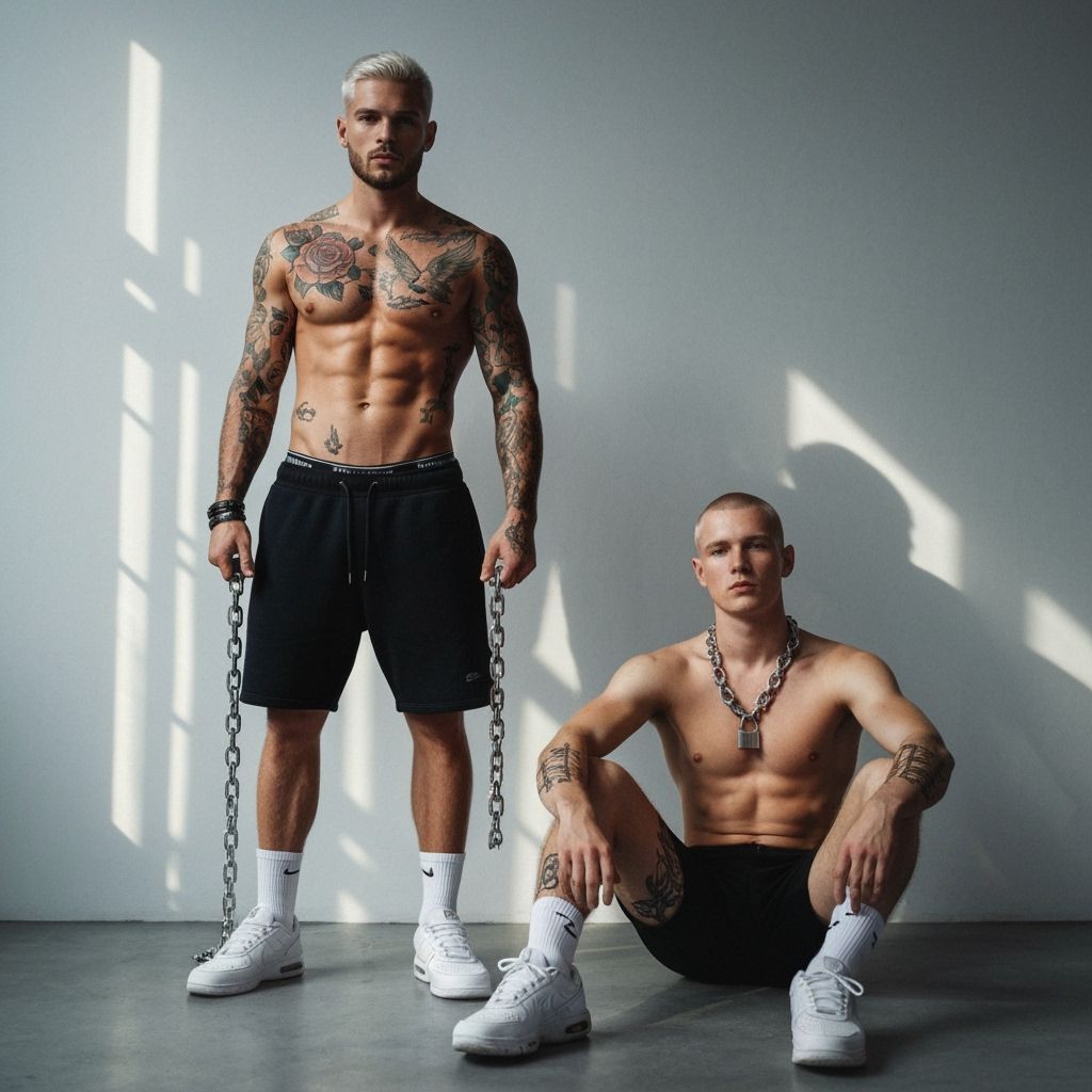 Hyper-Realistic Portrait of Two Athletic Men