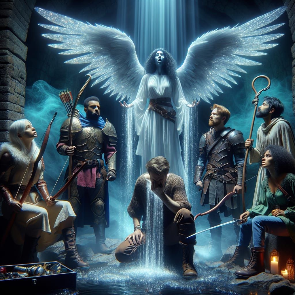 Adventurers Encounter Crying Angel in Dungeon