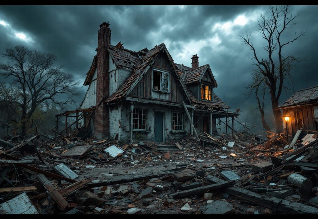 Home Destroyed by Storm: Gritty Realism