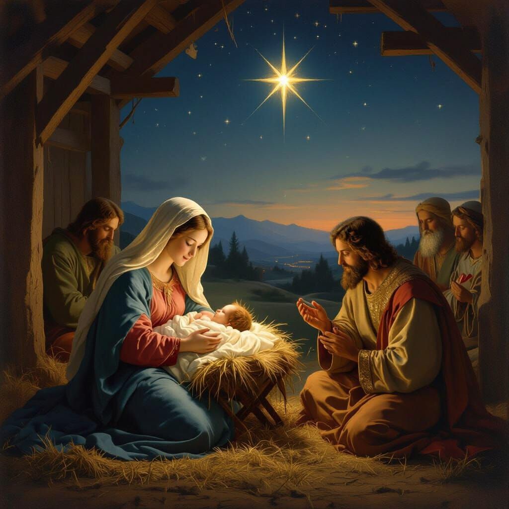 Renaissance Nativity Scene with Divine Child