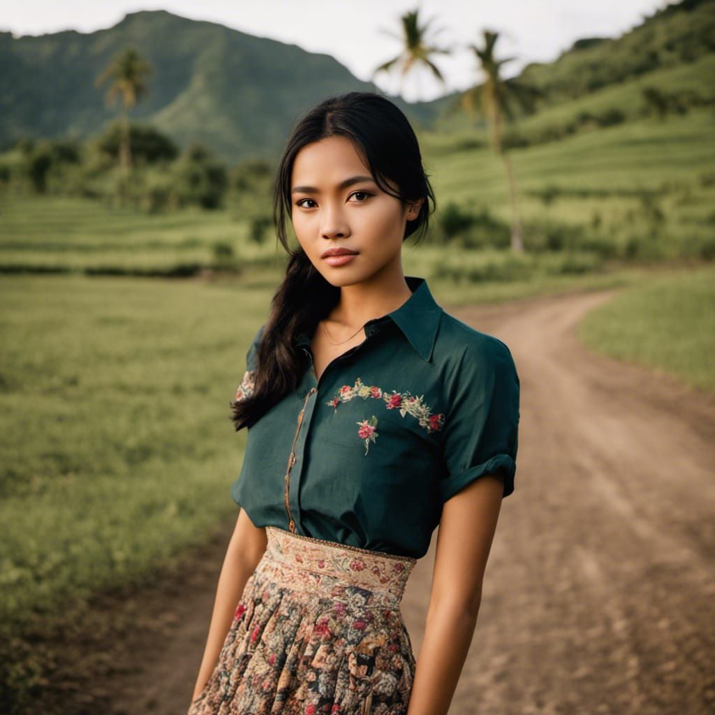 Young Indonesian Woman in Tropical Landscape
