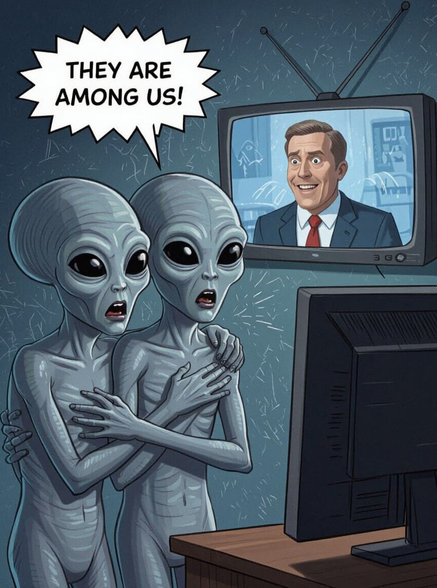 Frightened Aliens React to Human Invasion News