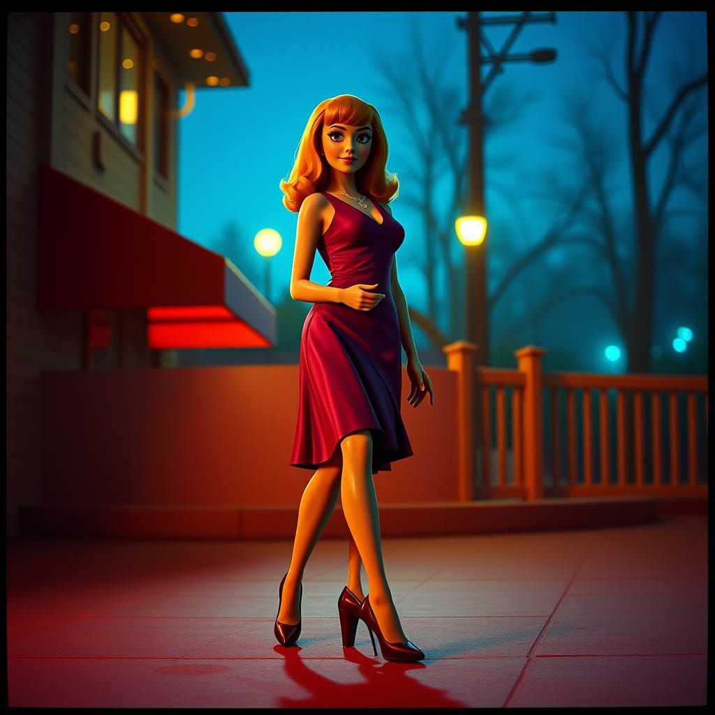 Daphne in High Heels: A Cinematic Film Still