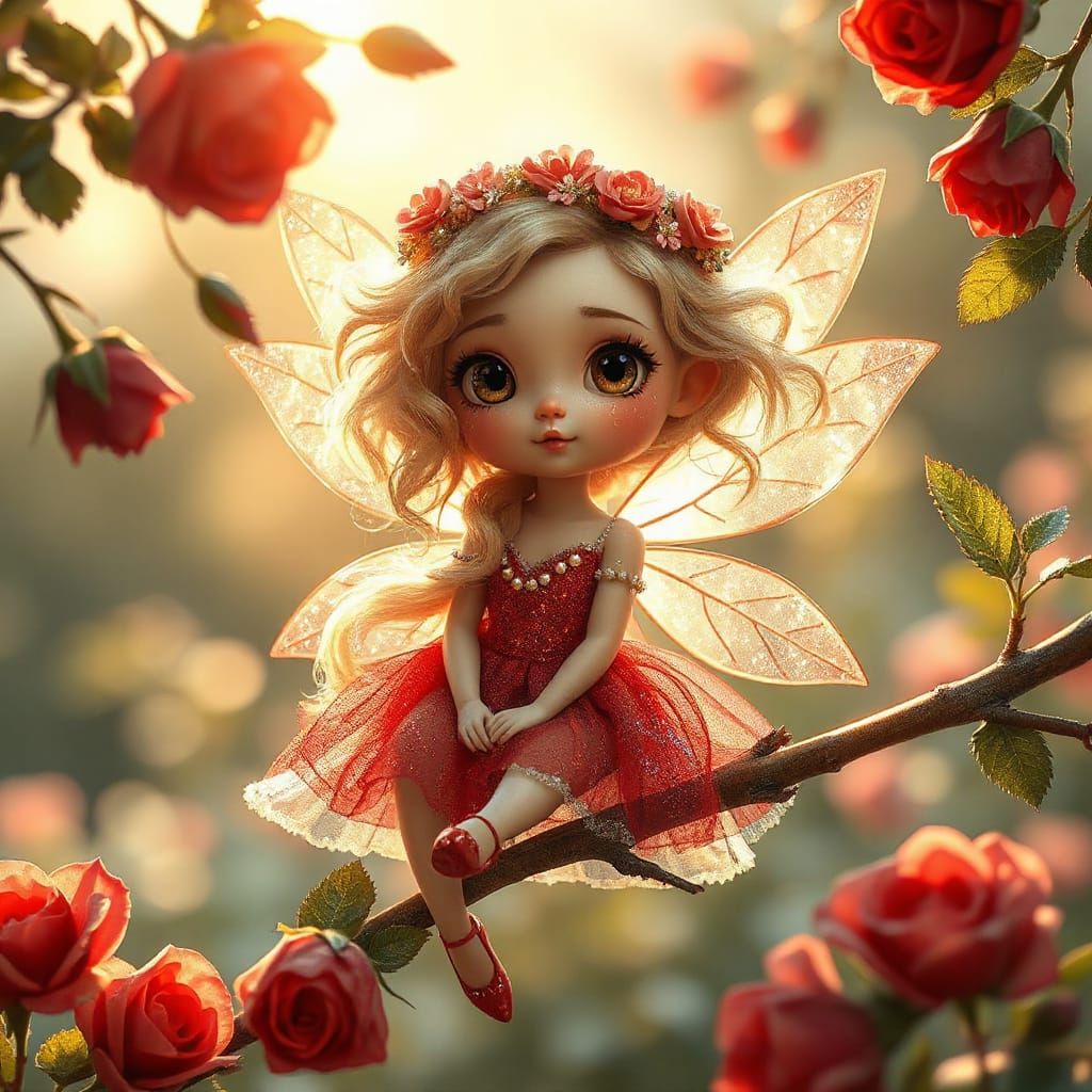 Whimsical Fairy in a Garden of Roses