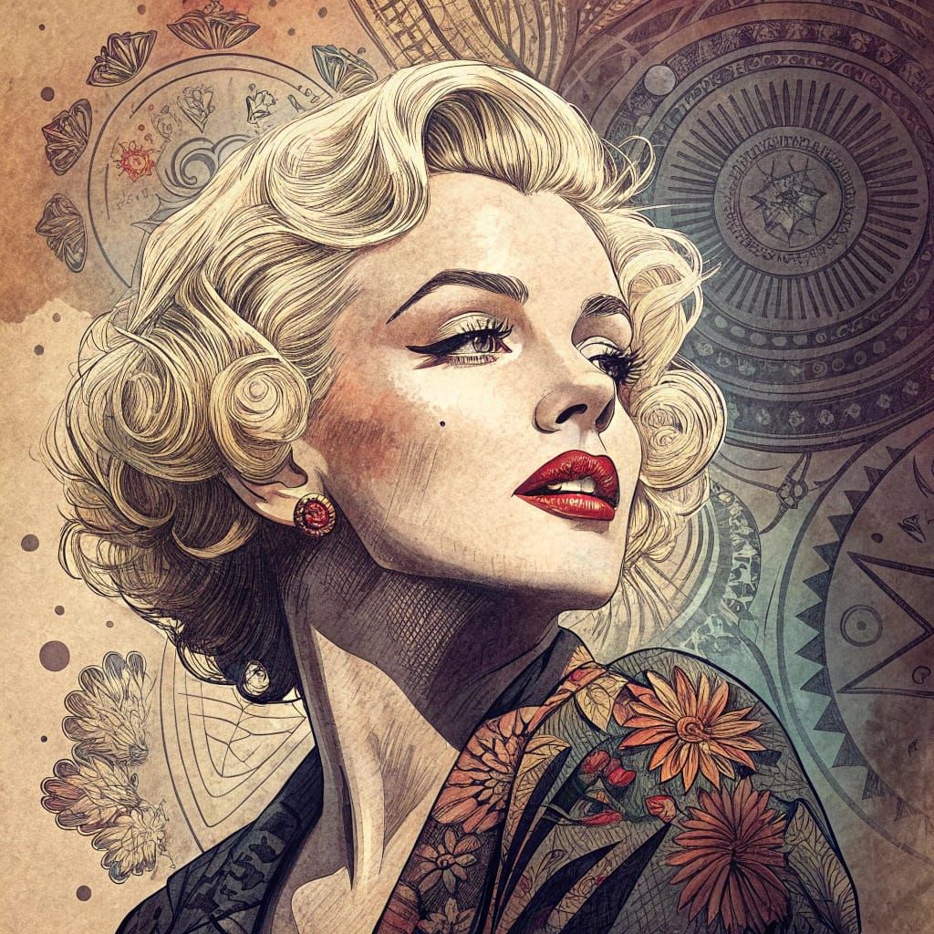 Marilyn in Vintage Watercolor Storybook Style