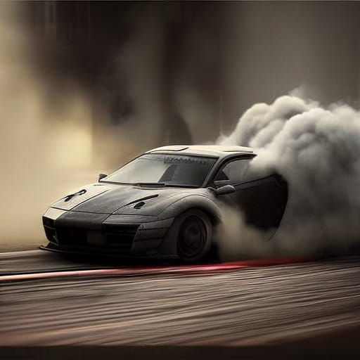 Realistic Road Skid Marks in Dramatic Digital Painting