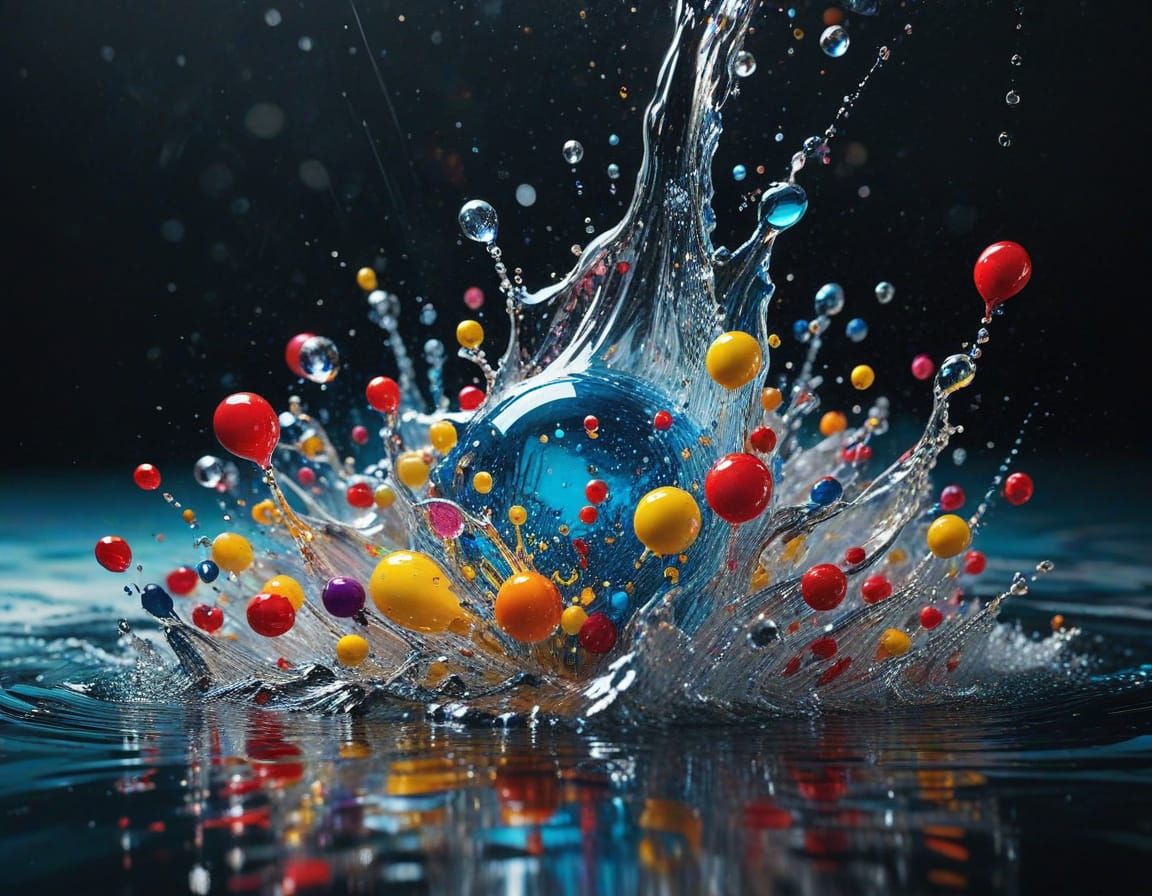 Frozen Moment of Vibrant Droplets in Mid-Air