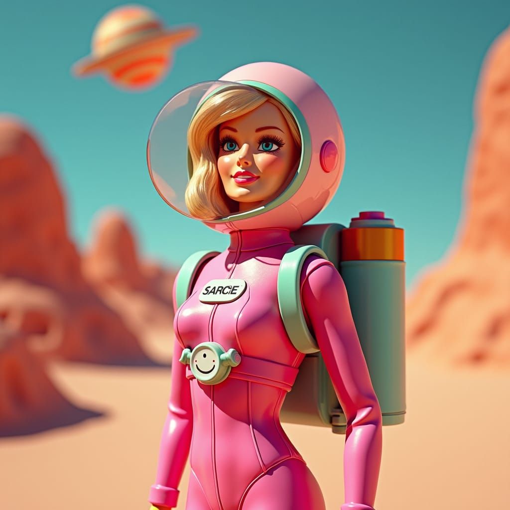 Retro-Futuristic Barbie Doll in Space Suit