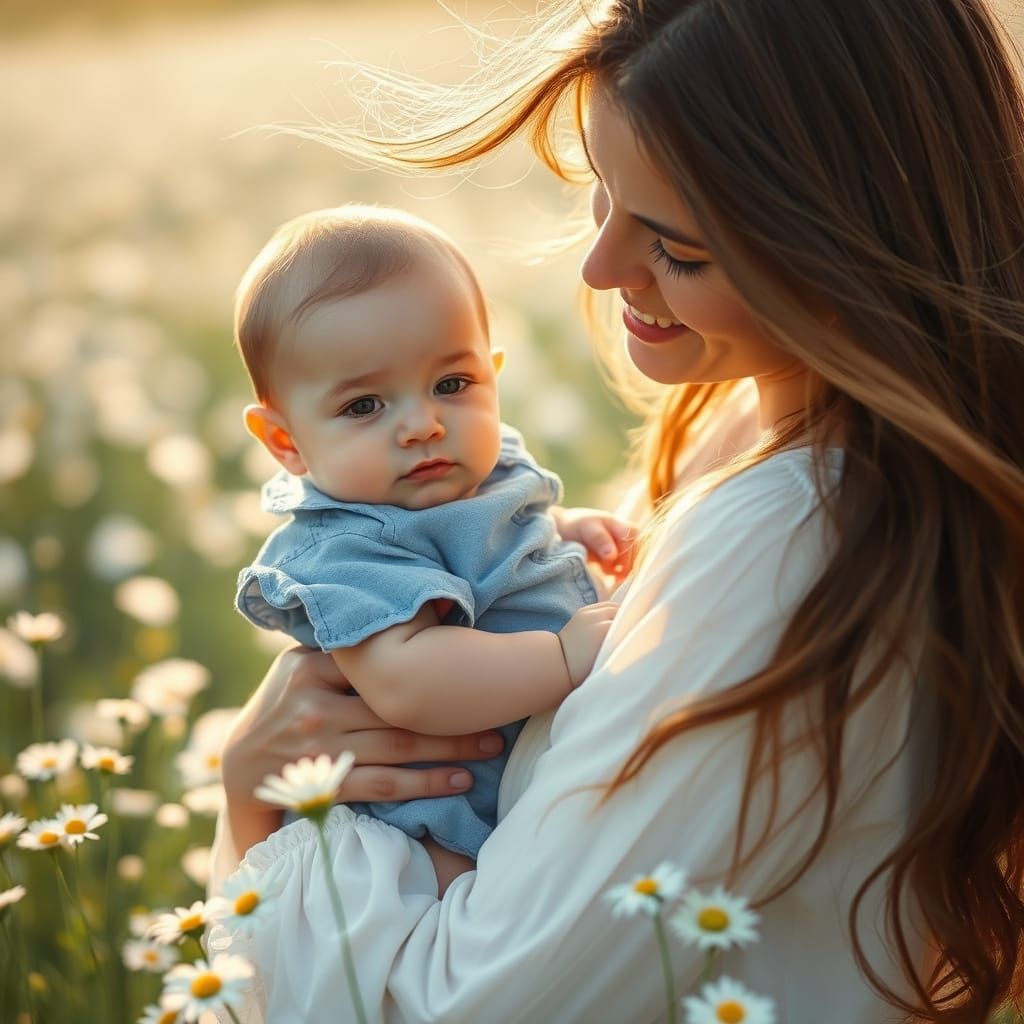 Mother and Child in Soft Focus, Inspired by Impressionist Ar...