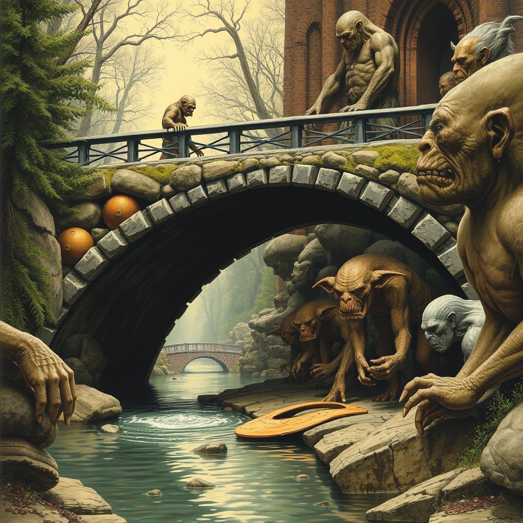 Trolls Gather Under Ancient River Bridge