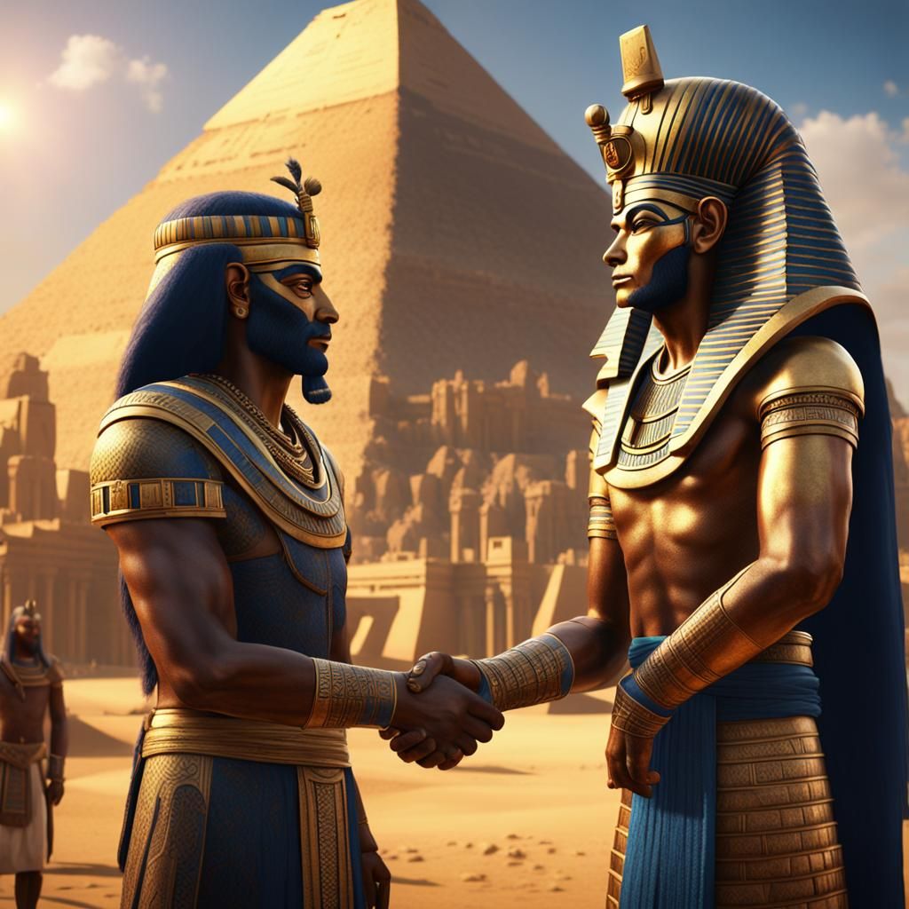 Egyptian Pharaoh and Babylonian King Fantasy Art