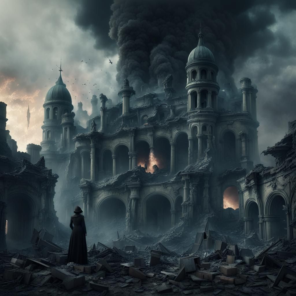 Epic Ruin Landscape in Digital Matte Painting Style