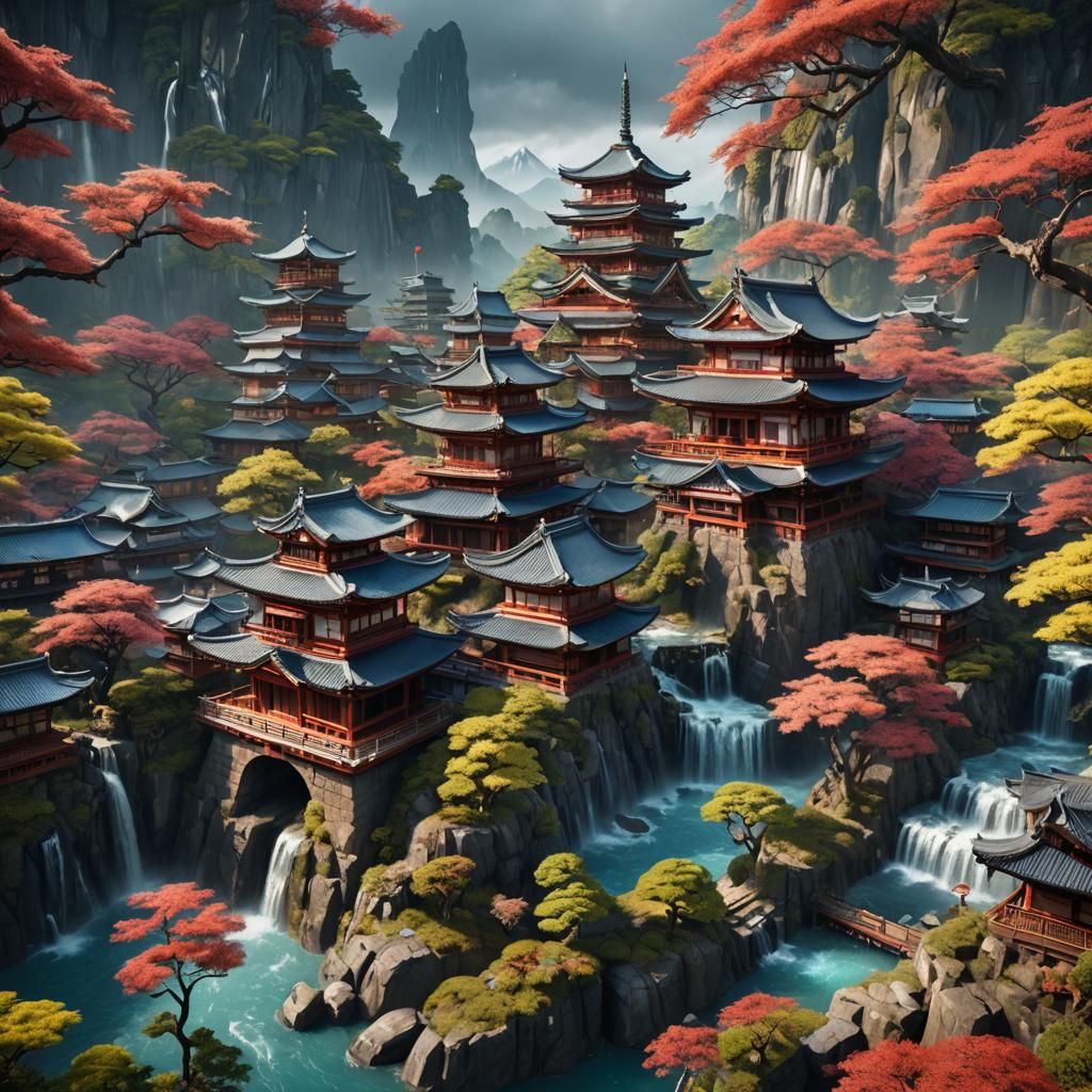 Fantastical Japan in Detailed Matte Painting