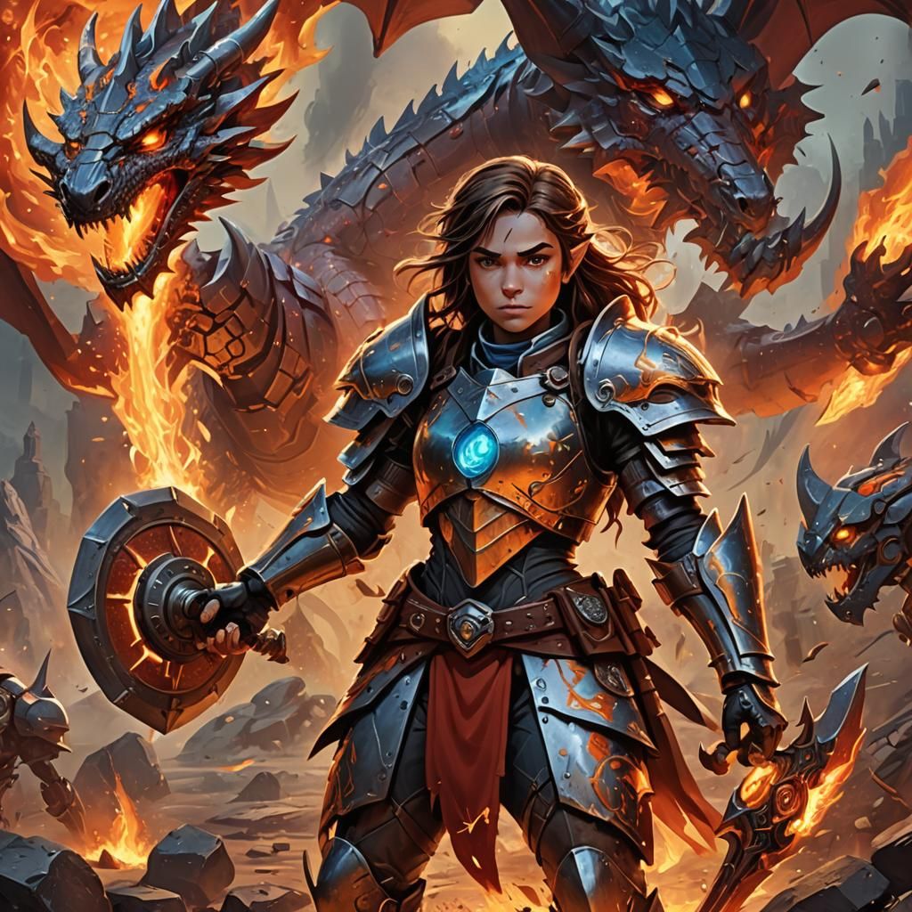 Halfling Paladin Stands Before Dragon Fire