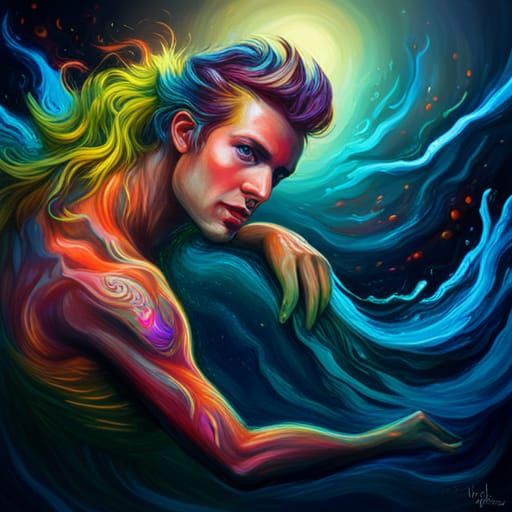 Neon Merman Graffiti Art Splash Painting
