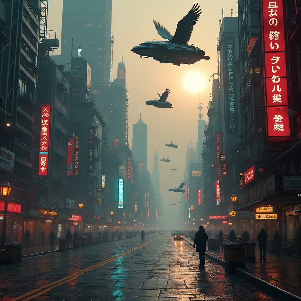 Cyberpunk Cityscape in MC Escher Style