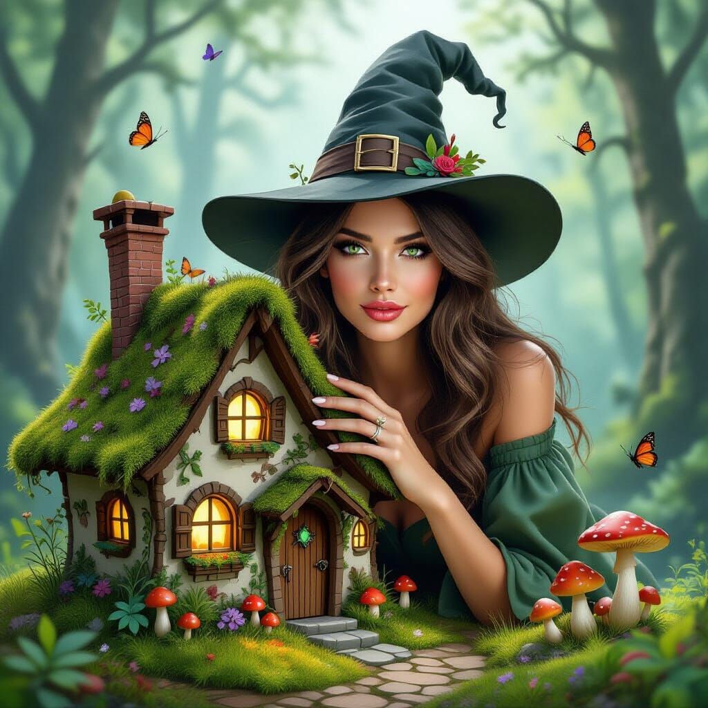 Woman with House-Shaped Witch Hat