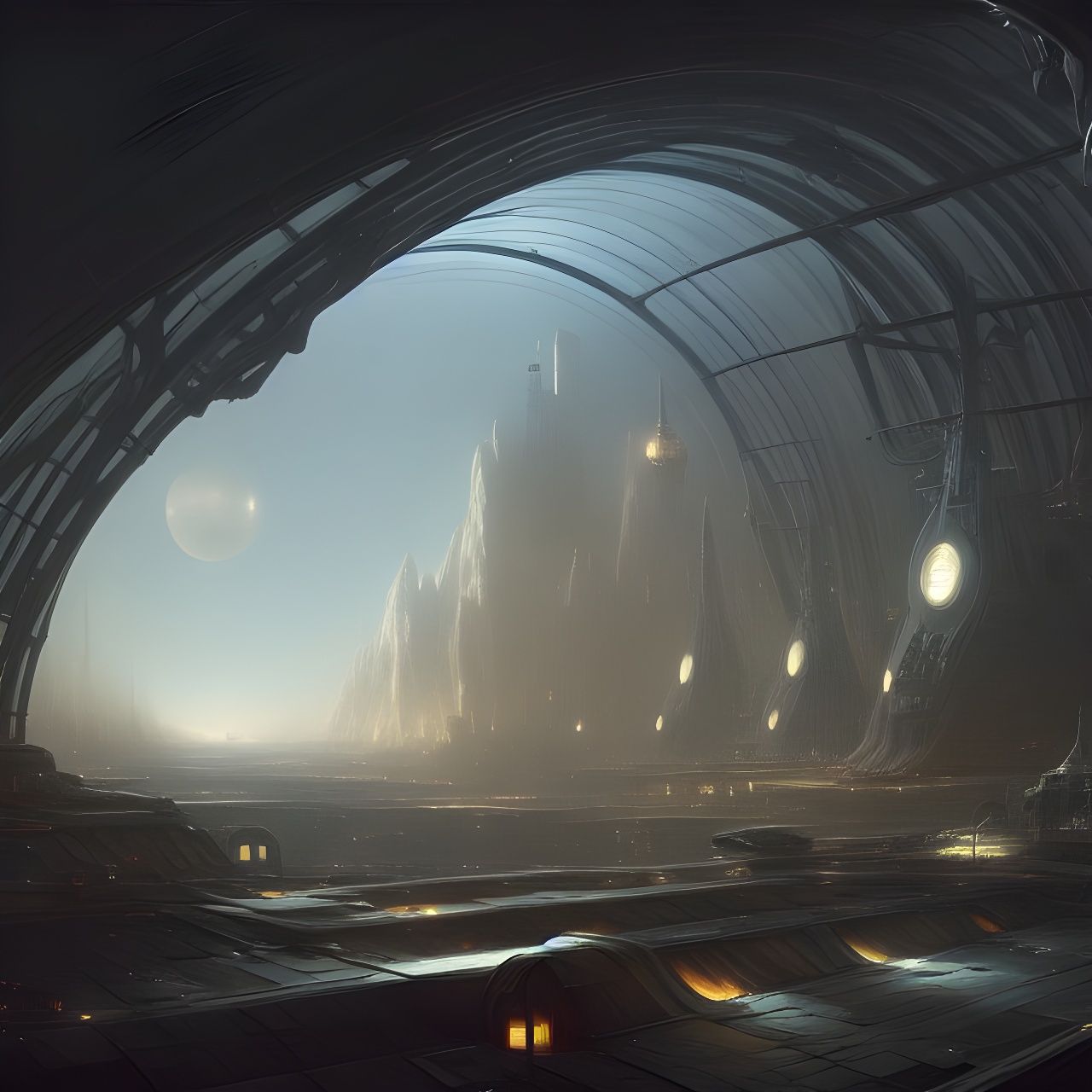 Victorian Spaceport Interior: A Sci-Fi Matte Painting