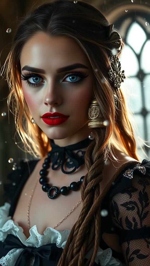 Gothic Ghost with Blue Eyes in Papercut Style