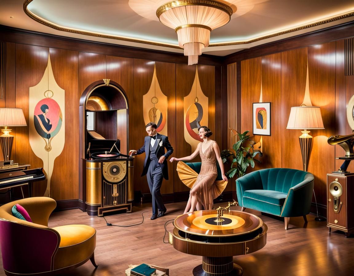 Luxurious 1930s Lounge with Art Deco Furniture