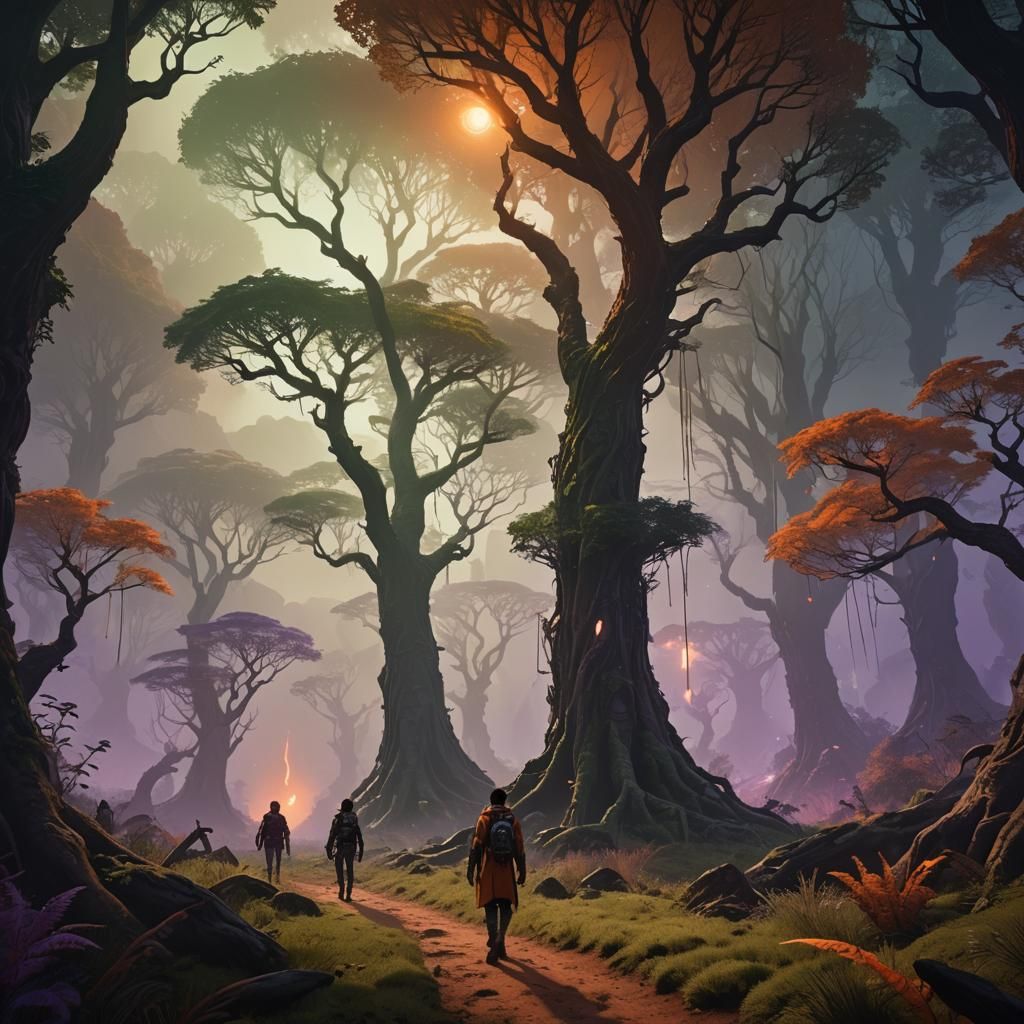 Mystical Valley Concept Art in Dreamlike Haze