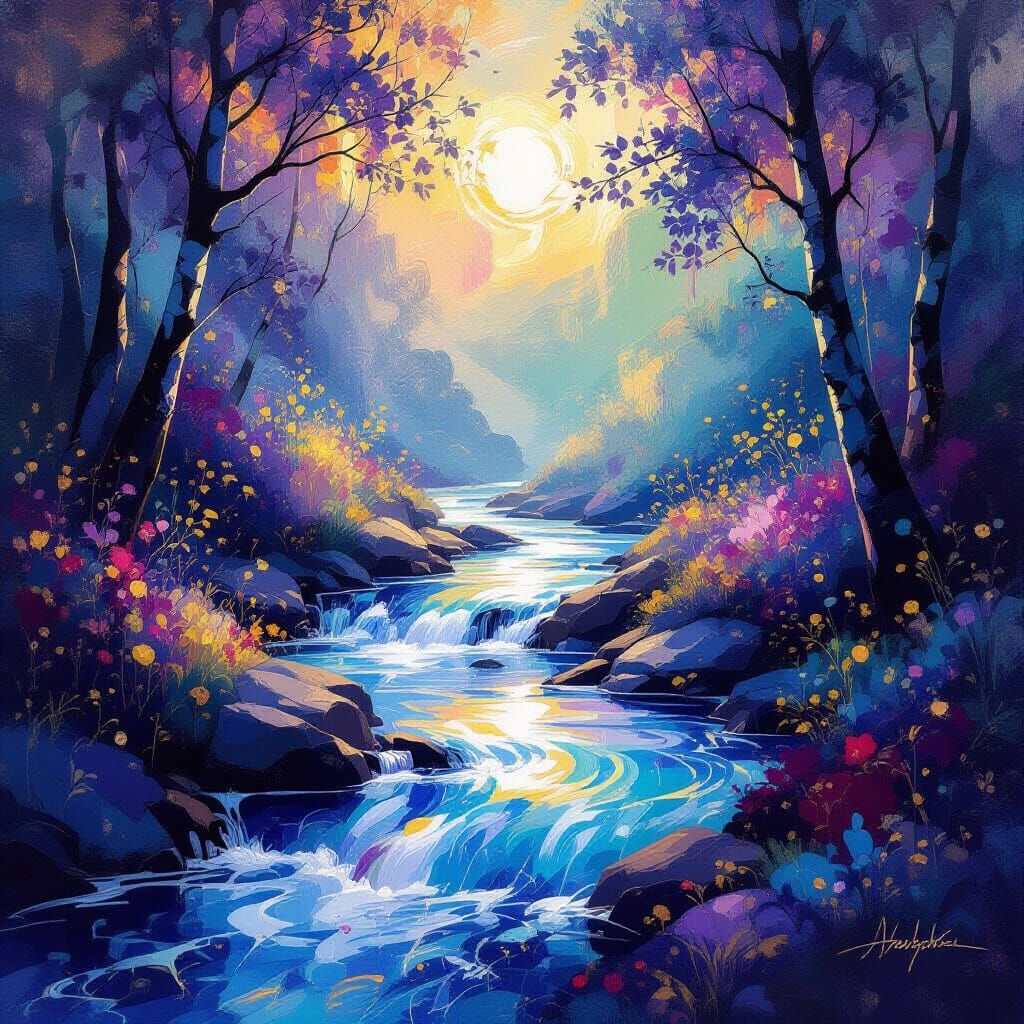 Vibrant Impressionistic Stream of Artistry