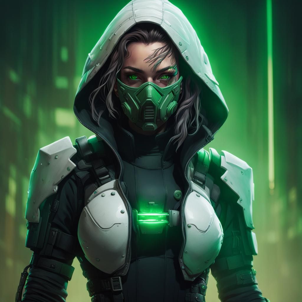 Cyberpunk Rogue with Green Laser Eyes
