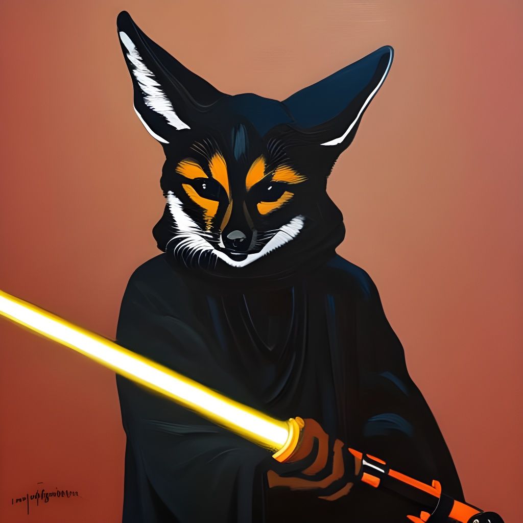 Fennec Fox Jedi Knight in Expressionist Oil Painting