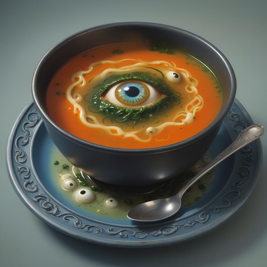 Horror Soup with Eyeball in Doré Style